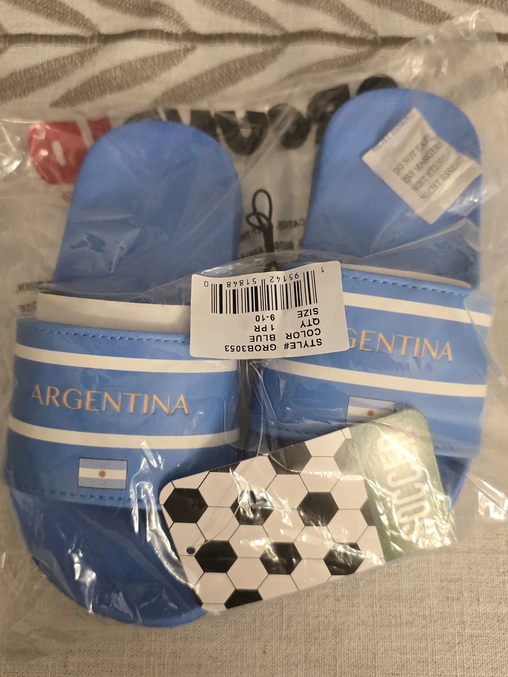 Kids Soccer Fan FIFA Slide Sandals – Argentina Size 9/10 Toddler